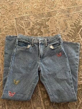 Old Navy Light Blue Kids Denim Jeans with Butterfly Embroidery